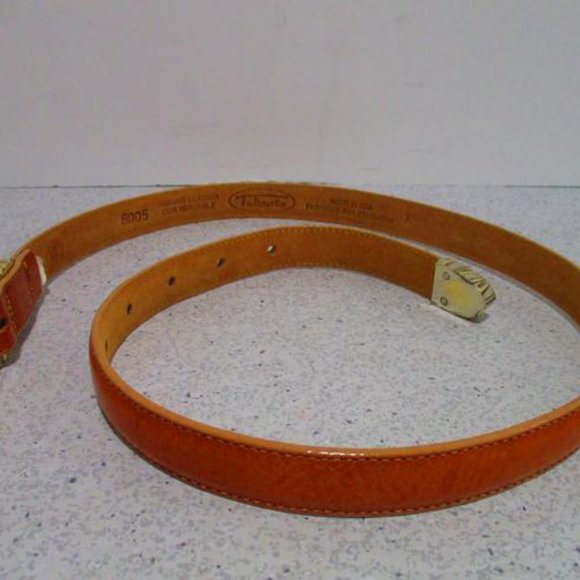 *Talbots Camel Golden Brown Croc Bamboo Motif Silver Accents Belt - Picture 3 of 4